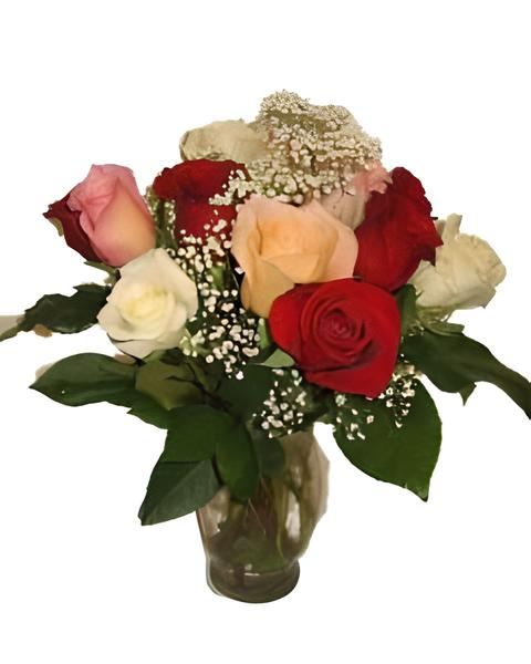Assorted Roses Vased